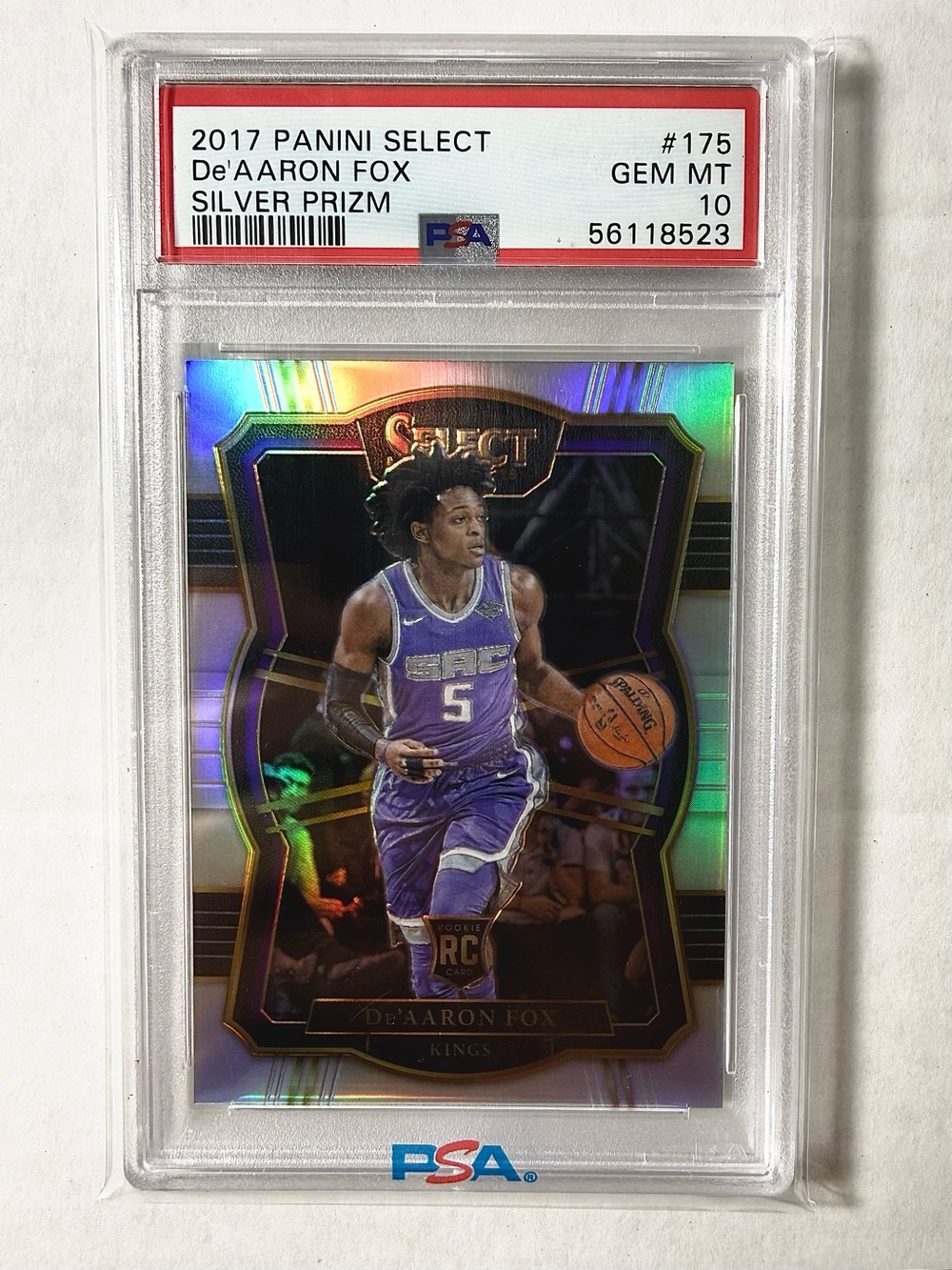2017 Panini Select De'Aaron Fox Rookie Card - PSA 10